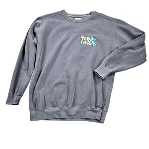 Teddy Fresh Sweatshirt Mens Medium Gray‎ Colorful Logo Pullover Back Graphic